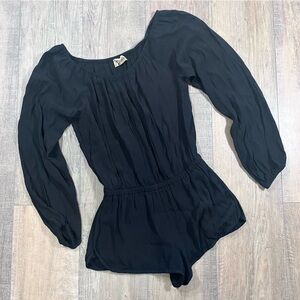Show Me Your MuMu Rane Off Shoulder Black Short Romper Size Small